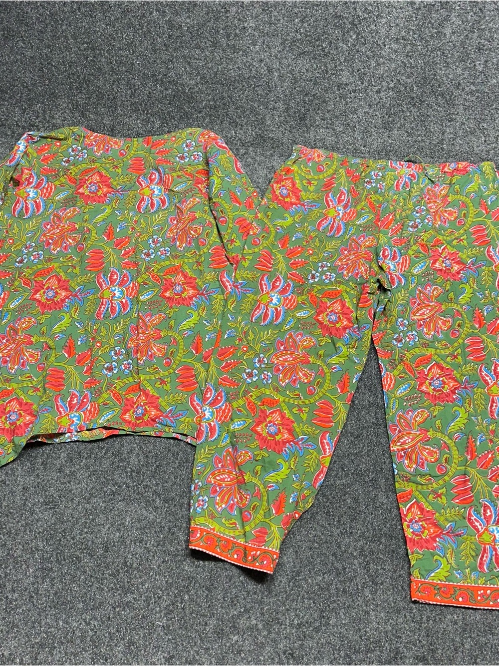 Boho floral loungewear set cotton maximalist india colorful pajamas natural - Picture 9 of 10